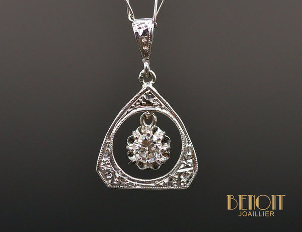 Pendentif 1920 Diamant et Or Blanc