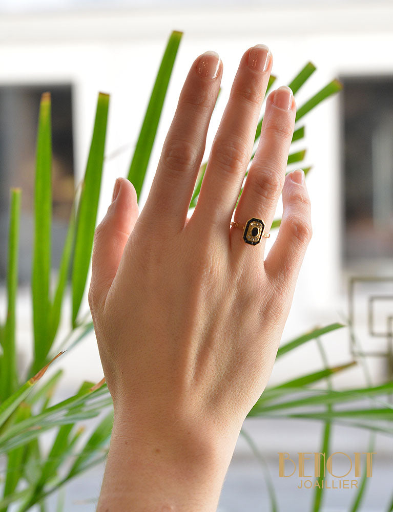 Bague Saphir Deux Entourages Or Jaune