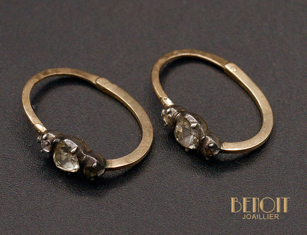 Dormeuses XIXe siècle Diamants Taille Rose