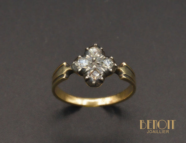 Bague Trèfle Ancienne Diamants
