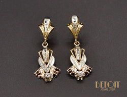Boucles d'Oreilles des Années 40 Serties de Diamants