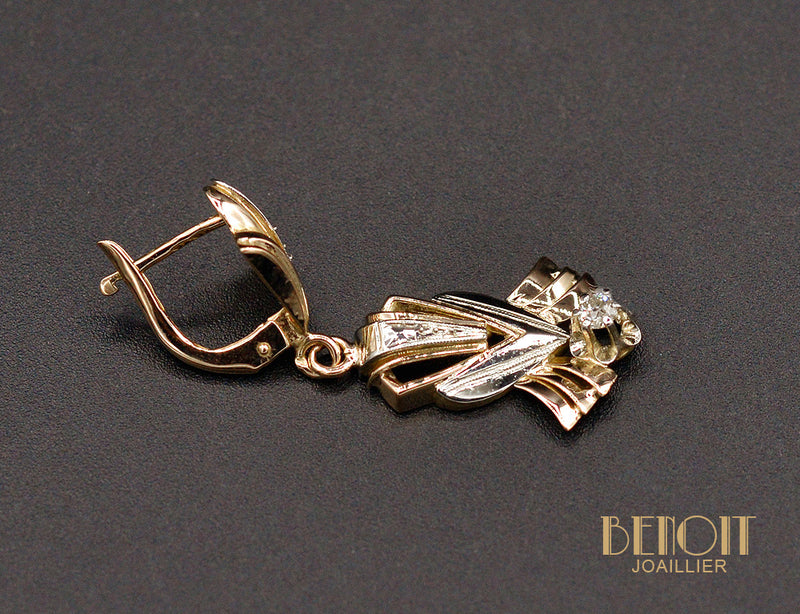 Boucles d'Oreilles des Années 40 Serties de Diamants