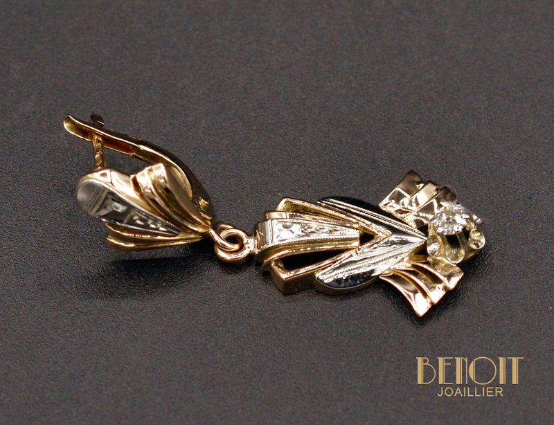 Boucles d'Oreilles des Années 40 Serties de Diamants