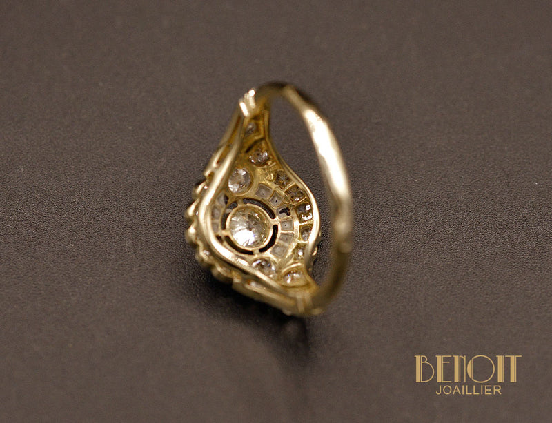 Bague Art Déco Diamants et Saphirs
