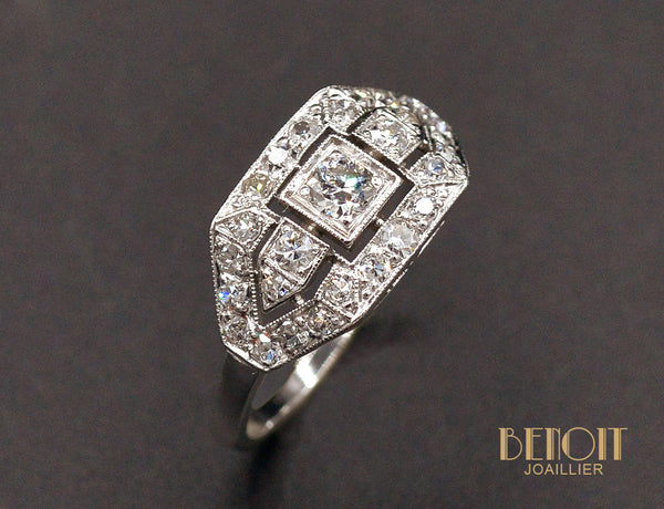 Bague Art Déco Diamants et Platine