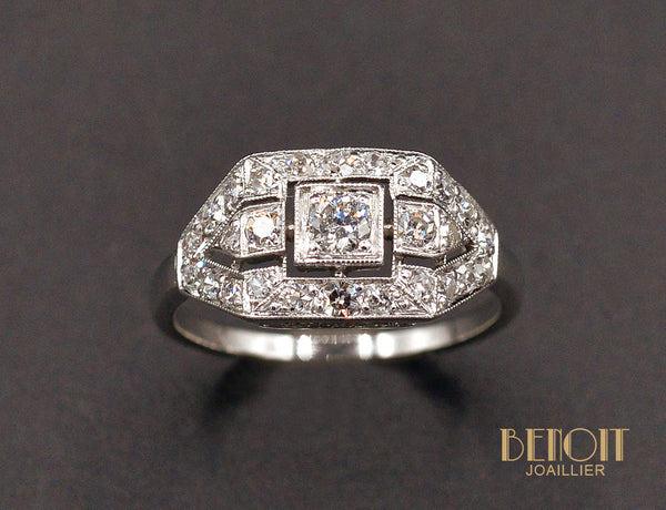 Bague Art Déco Diamants et Platine