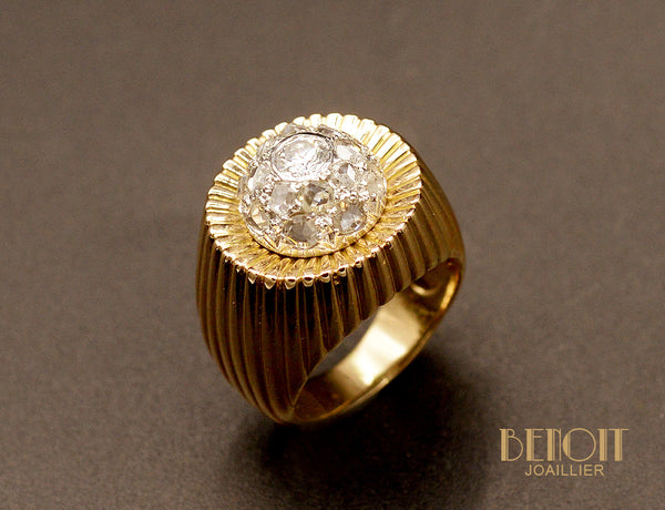 Bague Dôme Godrons 1950