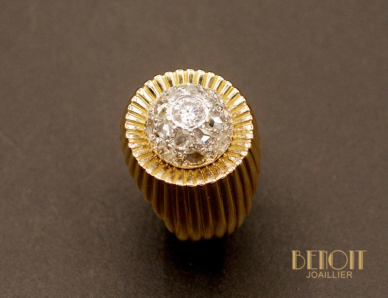 Bague Dôme Godrons 1950