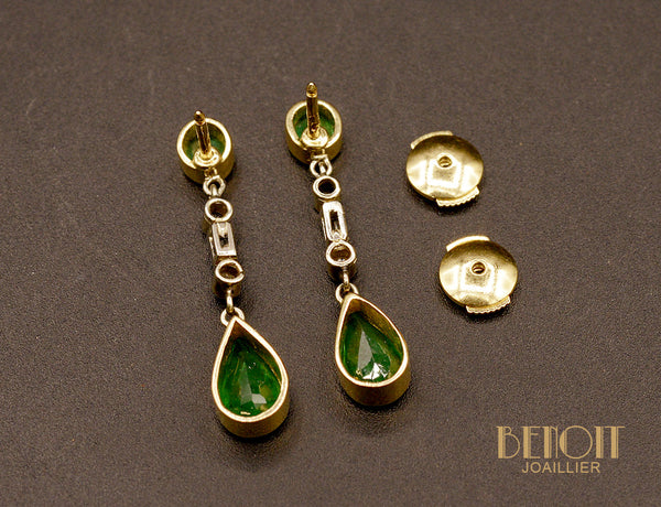 Boucles d'Oreilles Emeraudes Poires
