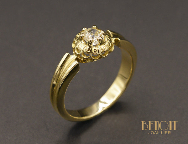 Bague Style Solitaire Or Jaune Diamant