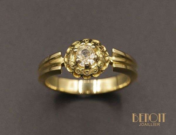 Bague Style Solitaire Or Jaune Diamant
