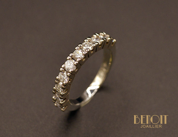 Demi-Alliance Or Blanc et Diamants