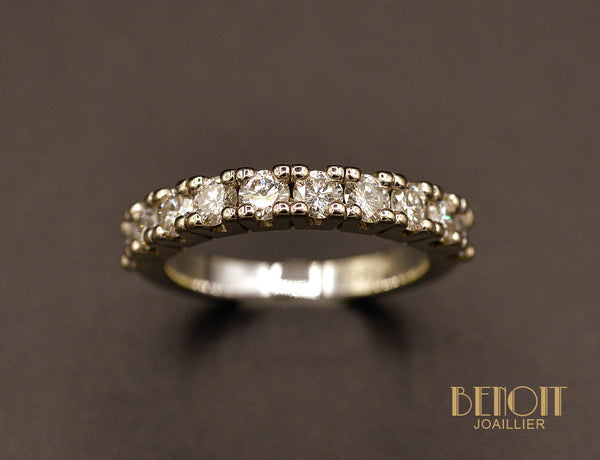 Demi-Alliance Or Blanc et Diamants