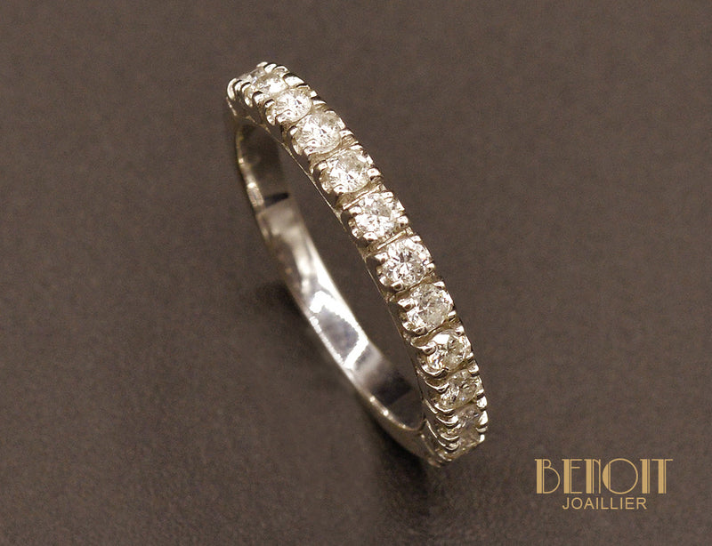 Demi-Alliance Diamants et Or Blanc