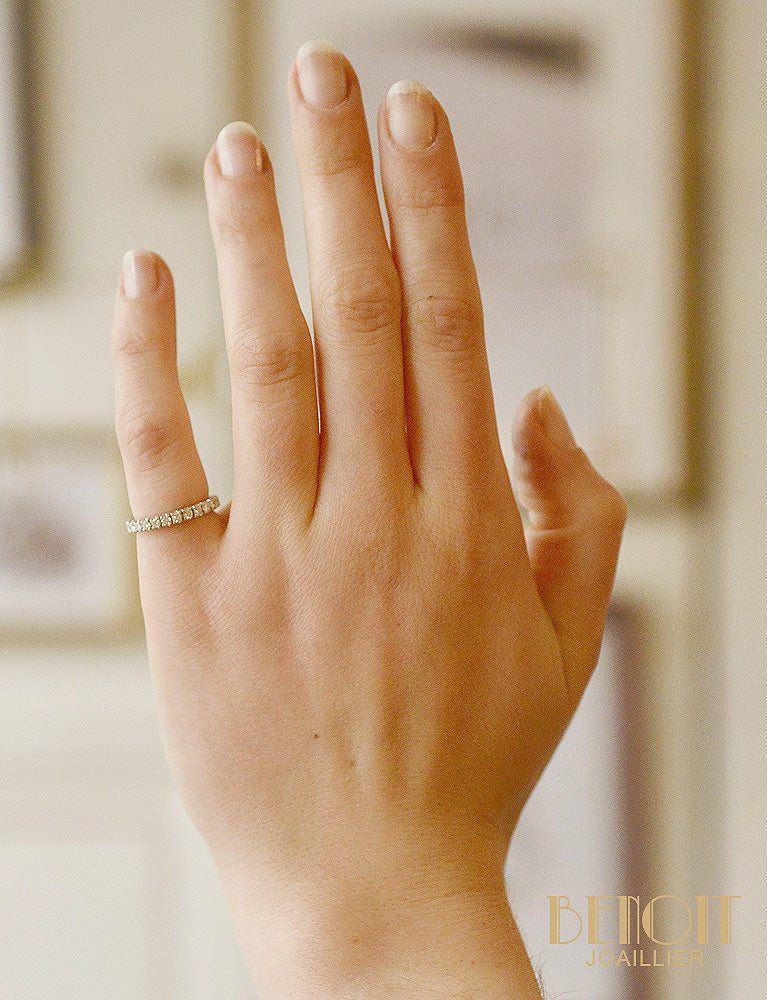 Demi-Alliance Diamants et Or Blanc