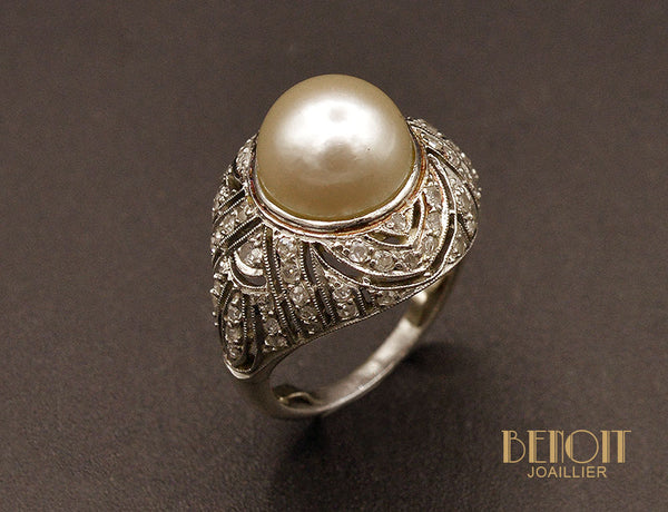 Bague Art Déco Dôme Perle