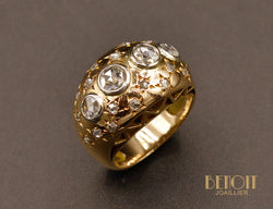 Bague Jonc Constellation Or Rose et Diamants