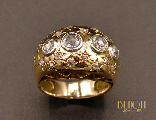 Bague Jonc Constellation Or Rose et Diamants