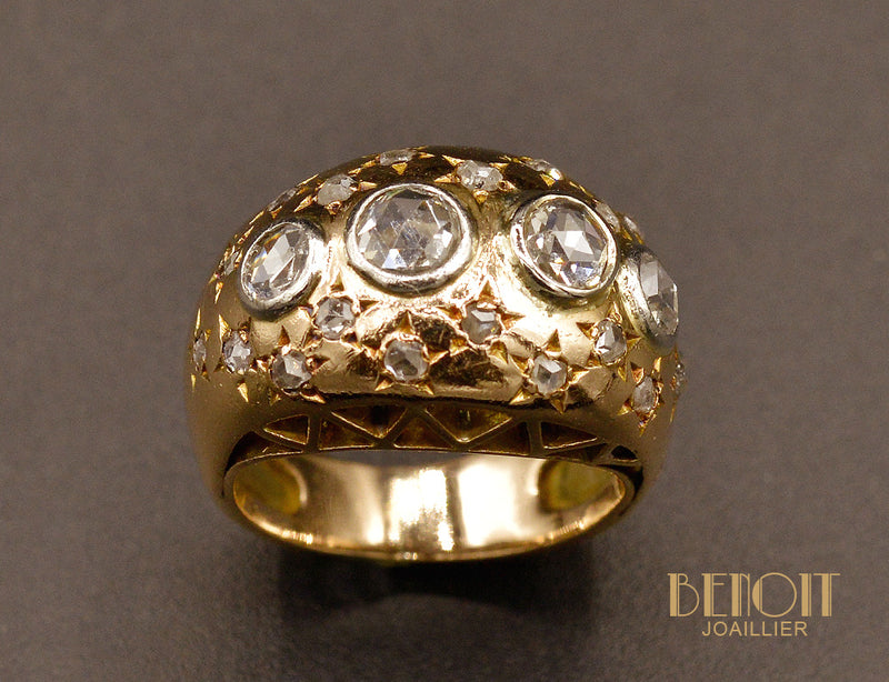 Bague Jonc Constellation Or Rose et Diamants