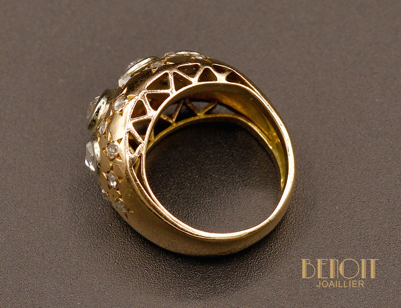 Bague Jonc Constellation Or Rose et Diamants