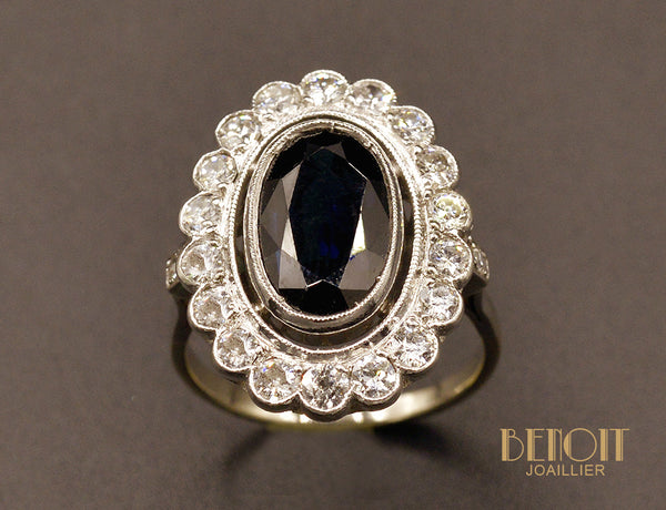 Bague Pompadour Saphir et Diamants