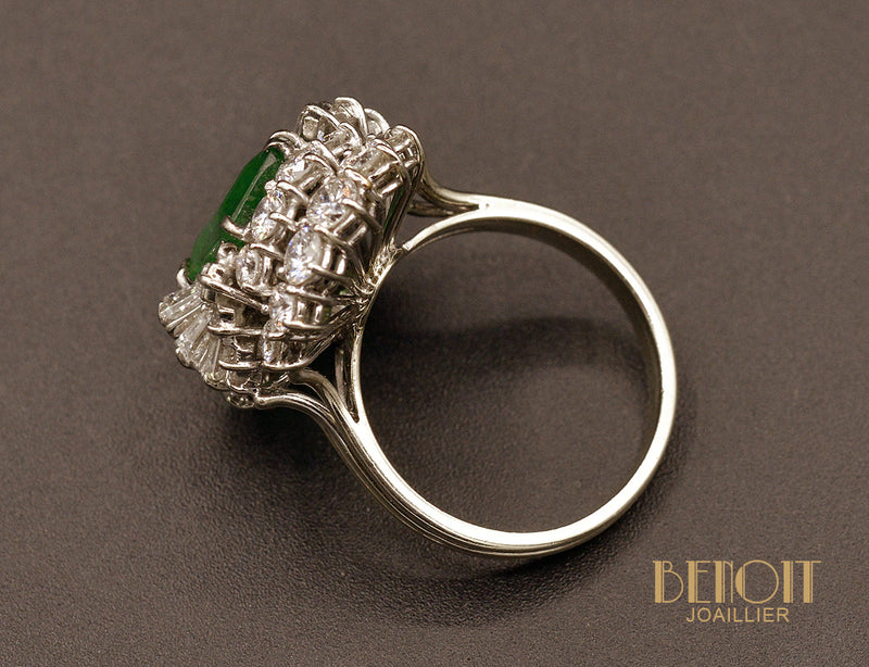 Bague Cocktail Emeraude et Diamants