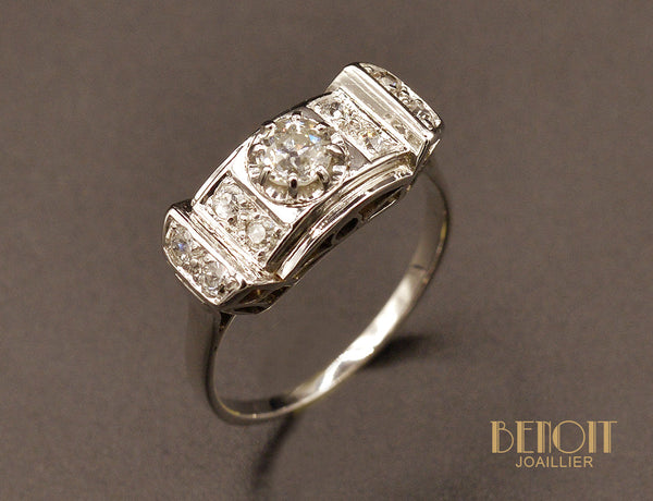 Bague Art Déco Diamants et Platine