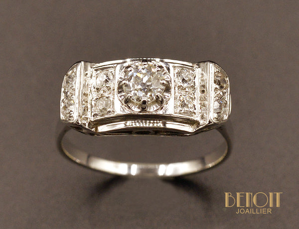Bague Art Déco Diamants et Platine