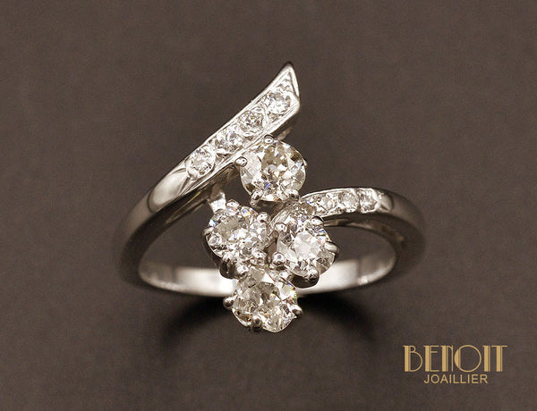 Bague Asymétrique Or Blanc et Diamants