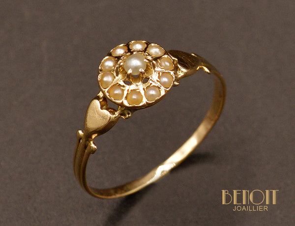 Bague ancienne Perles Fines et Or