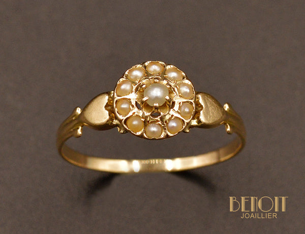 Bague ancienne Perles Fines et Or