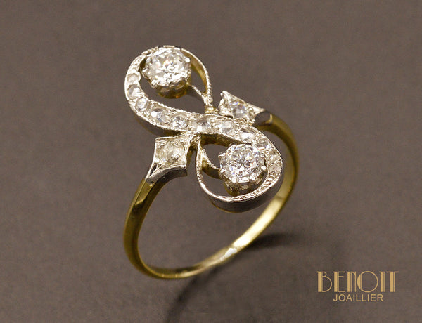 Bague Toi et moi diamants Art Déco