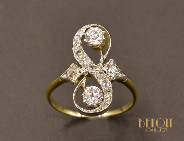 Bague Toi et moi diamants Art Déco