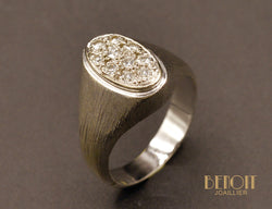 Chevalière Diamants et Or Blanc