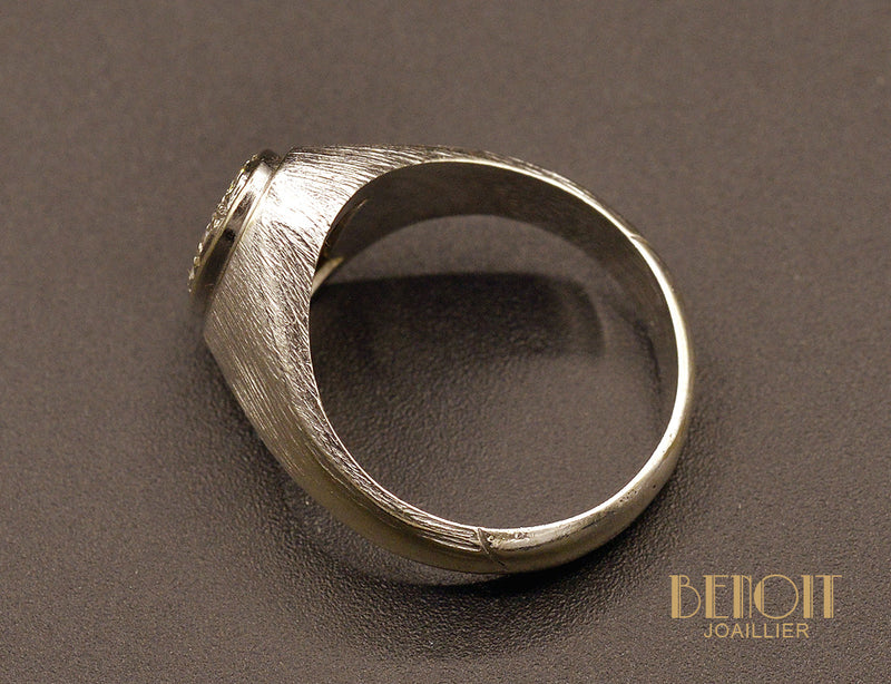 Chevalière Diamants et Or Blanc