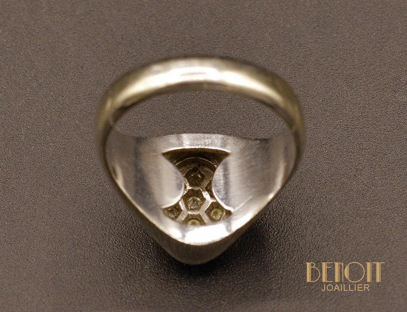 Chevalière Diamants et Or Blanc