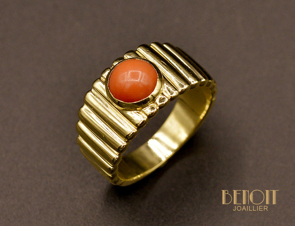 Bague bandeau godronné Corail