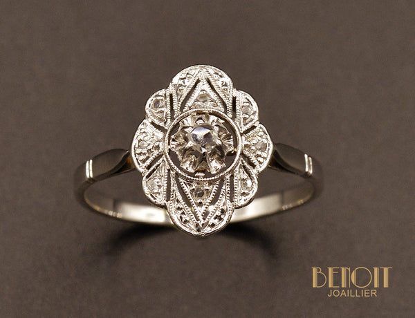 Bague Art Déco platine Diamants