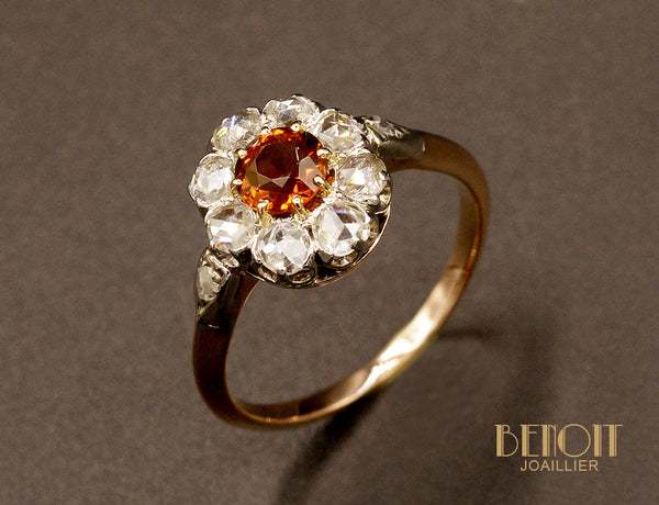 Bague Marguerite Citrine et Diamants