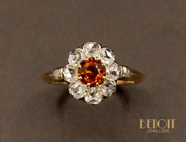 Bague Marguerite Citrine et Diamants
