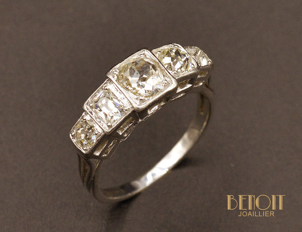 Bague jarretière Art Déco Platine Diamants