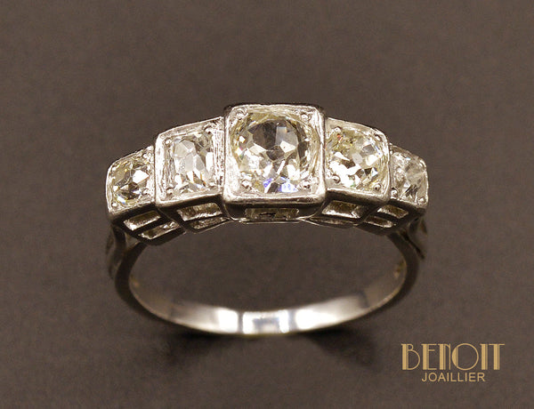 Bague jarretière Art Déco Platine Diamants