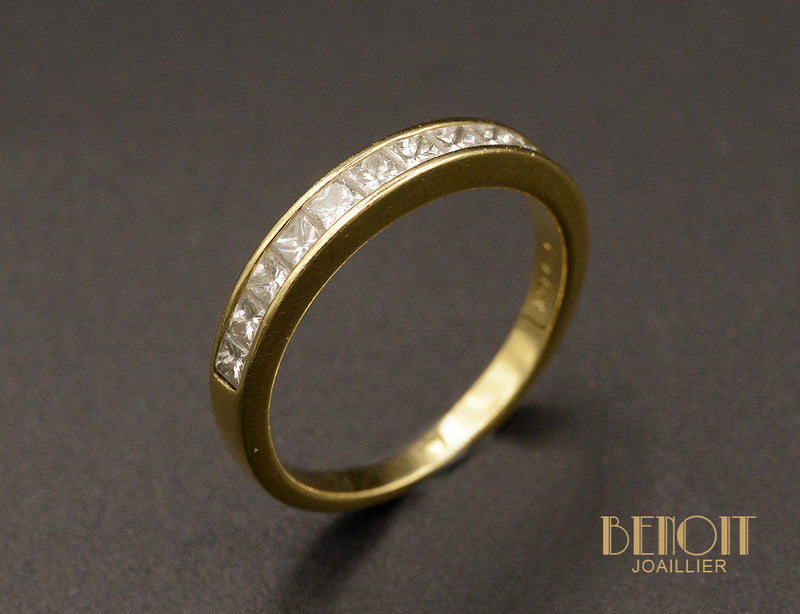 Demi-Alliance en Or Jaune et Diamants Princesse