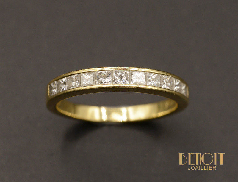 Demi-Alliance en Or Jaune et Diamants Princesse