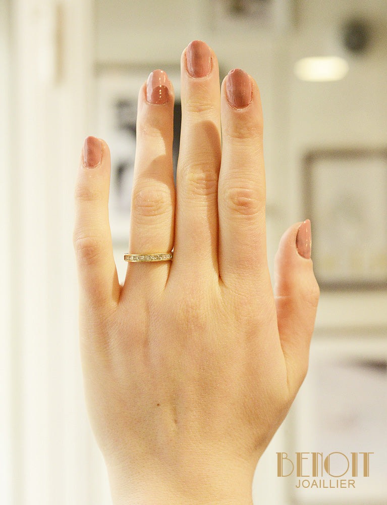 Demi-Alliance en Or Jaune et Diamants Princesse