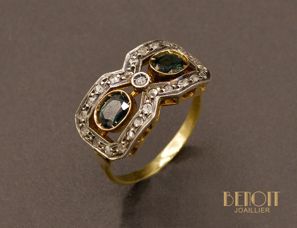 Bague Saphirs et Diamants Taille Rose