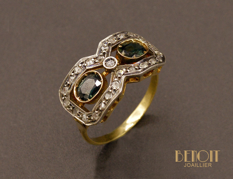 Bague Saphirs et Diamants Taille Rose