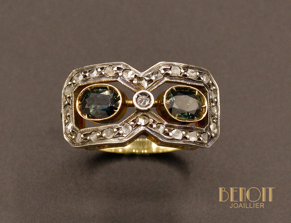Bague Saphirs et Diamants Taille Rose