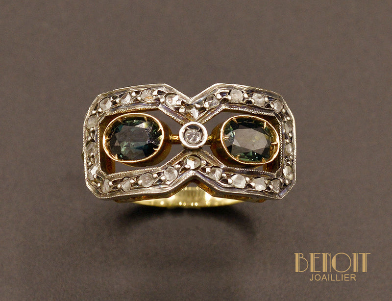 Bague Saphirs et Diamants Taille Rose