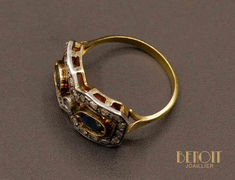 Bague Saphirs et Diamants Taille Rose